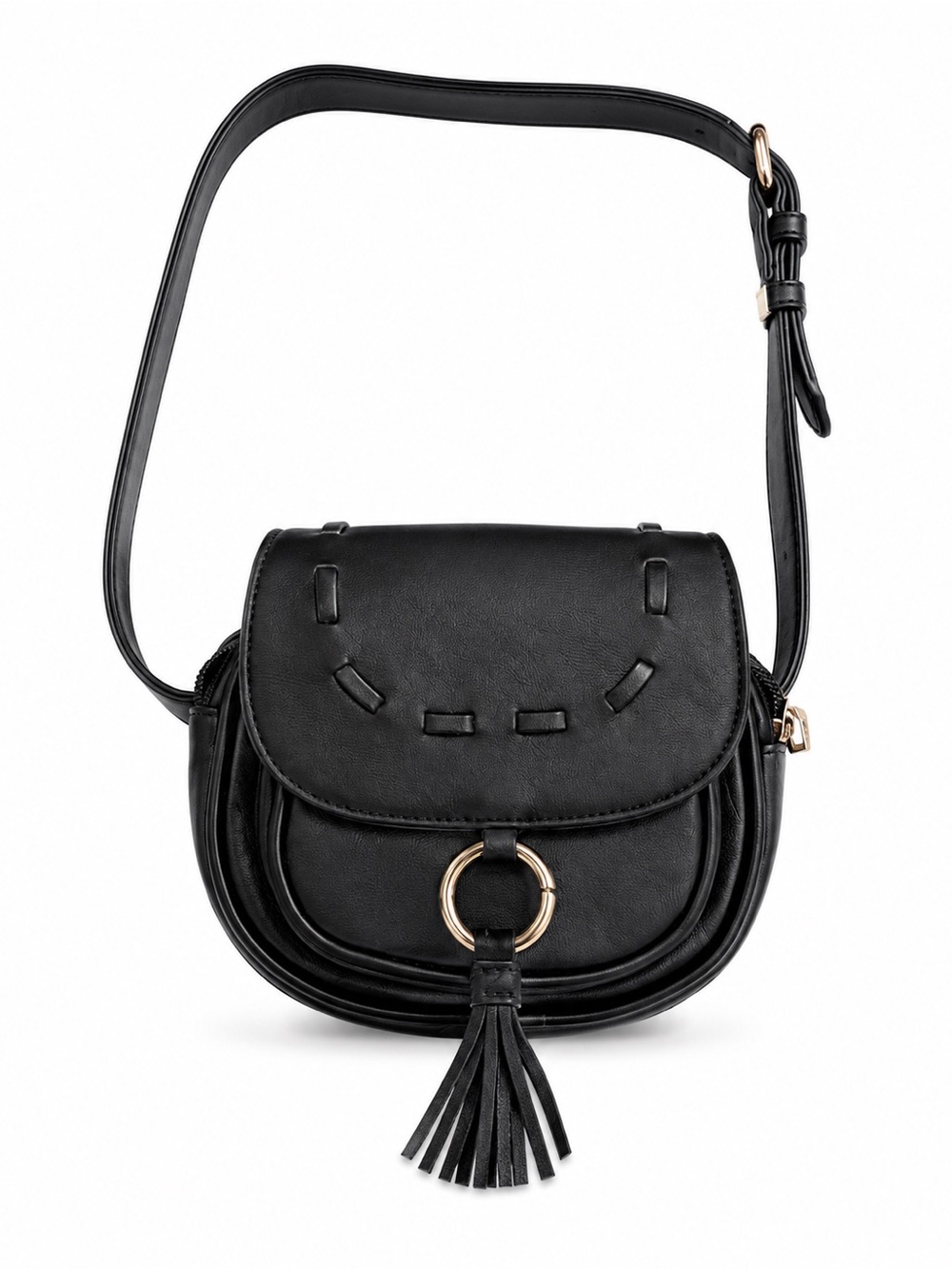 Lionel Handbags & Accessories Black Crossbody Bag Tassel Vegan Leather Gold